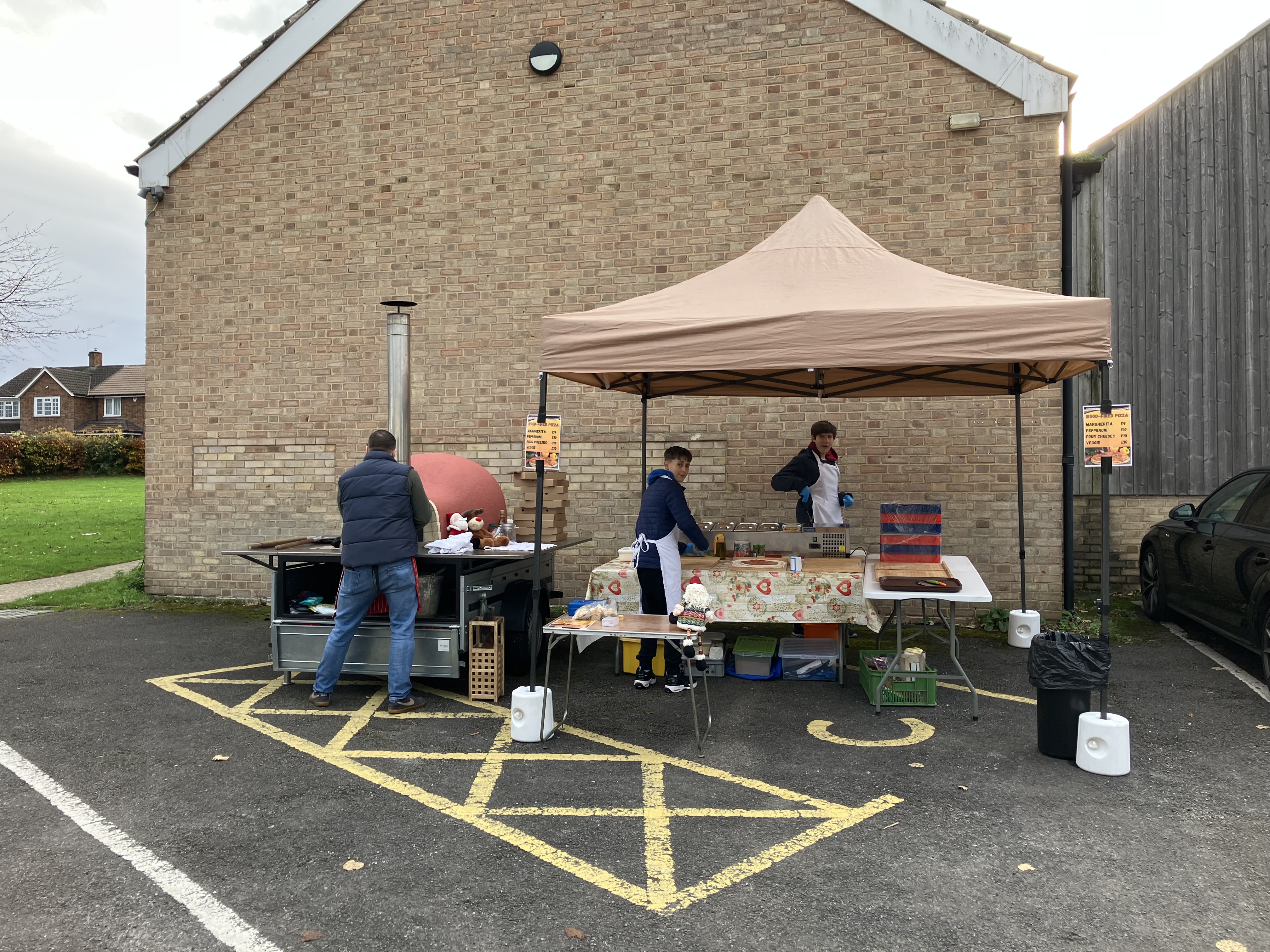 Team serving at outdoor event